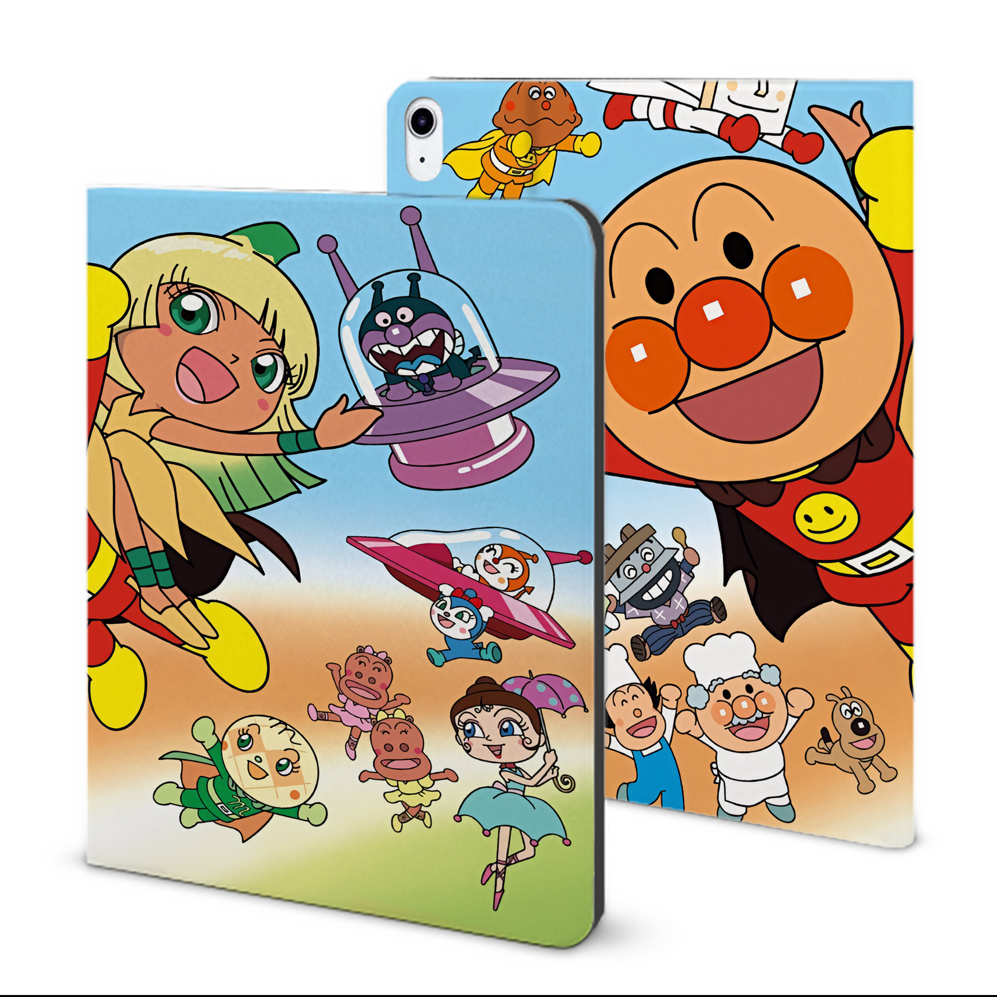 （画像用） アンパンマン Anpanman IPad ケース ブック型 PUレザー TPU 耐衝撃 軽量 薄型 ペン収納なし 全面保護 IPad 各モデル対応